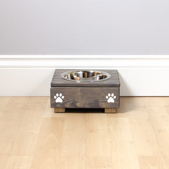 Personalised Raised Dog Bowl Stand 7cm High - Grey Personalised dog bowl raised dog bowl wooden dog feeding pet feeding station pet bowls for small dogs pets