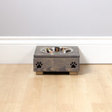 Personalised Raised Dog Bowl Stand 7cm High - Grey Personalised dog bowl raised dog bowl wooden dog feeding pet feeding station pet bowls for small dogs pets