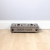 Double Personalised Raised Dog Bowl Stand 10cm High - Ash Grey