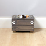 Personalised Wooden Bowl for dogs with Engraved Name (Grey) -(medium) - 17cm high- for pets, dogs.