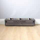 Triple Personalised Raised Dog Bowl Stand 17cm High - Ash Grey