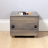 Personalised Wooden Bowl for dogs with Engraved Name in Grey -(medium) - 25cm high