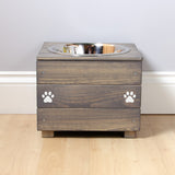 Personalised Wooden Bowl for dogs with Engraved Name in Grey -(medium) - 25cm high