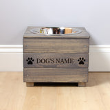Single Personalised Raised Dog Bowl Stand 25cm High - Ash Grey