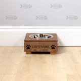 Single Personalised Raised Cat Bowl Stand 10cm High - Royal Oak