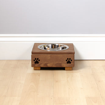 Personalised Raised cat Bowl Stand 10cm High - Oak Personalised cat bowl raised cat bowl wooden cat feeding pet feeding station pet bowls for cats, pets