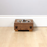 Personalised Wooden Bowl with Engraved Name Oak - Single (Small) - 10cm- for small dogs