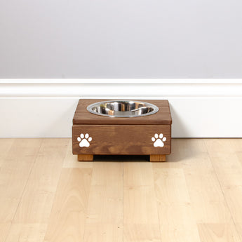 Personalised Raised cat Bowl Stand 10cm High - Oak Personalised cat bowl raised cat bowl wooden cat feeding pet feeding station pet bowls for cats, pets