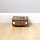 Personalised Wooden Bowl with Engraved Name Oak - Single (Small) - 10cm- for small dogs