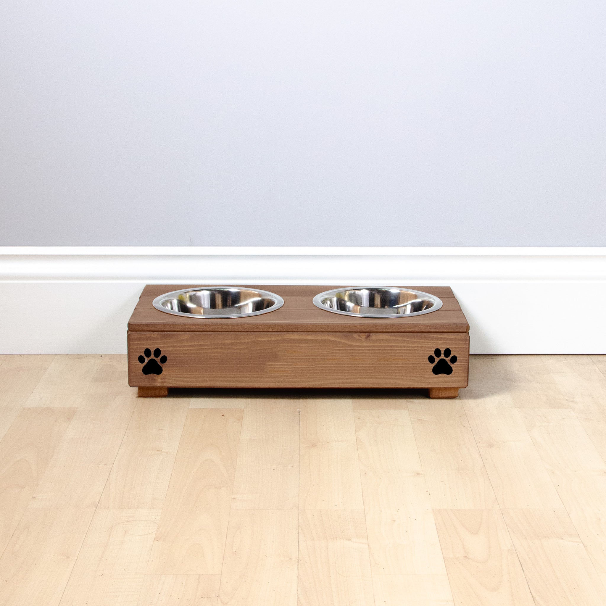 Personalised Wooden Bowl with Engraved Name (Oak) - Single (Small) - 10cm- for small pets, cats, dogs