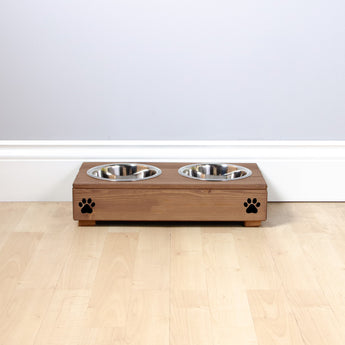 Personalised Wooden Bowl with Engraved Name (Oak) - Single (Small) - 10cm- for small pets, cats, dogs