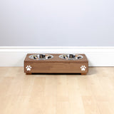 Personalised Wooden Bowl with Engraved Name (Oak) - Single (Small) - 10cm- for small pets, cats, dogs.
