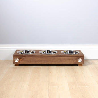 Personalised Raised cat Bowl Stand 10cm High - Oak Personalised cat bowl raised cat bowl wooden cat feeding pet feeding station pet bowls for cats, pets