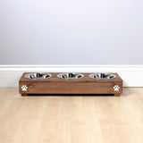 Personalised Wooden Bowl for dogs with cutomised Name in Oak with 3 bowls -(extra small) - 7cm high
