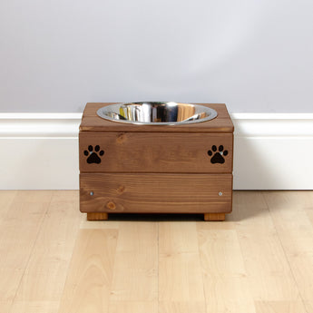 Personalised Wooden Bowl for dogs with Engraved Name (Oak) -(Small) - 10cm high- for pets, dogs.