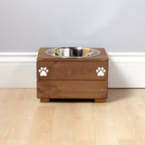 Personalised Wooden Bowl for dogs with Engraved Name (Oak) -(Small) - 10cm high- for pets, dogs.