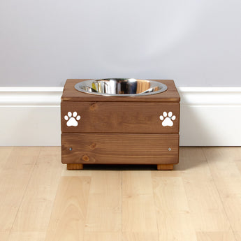 Personalised Wooden Bowl for dogs with Engraved Name (Oak) -(Small) - 10cm high- for pets, dogs.