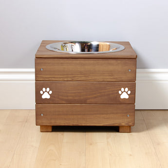 Personalised Wooden Bowl for dogs with Engraved Name in Oak -(medium) - 25cm high