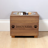 Single Personalised Raised Dog Bowl Stand 25cm High - Royal Oak