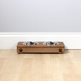 Double Personalised Raised Dog Bowl Stand 7cm High - Oak Personalised dog bowl raised dog bowl wooden dog feeding pet feeding station pet bowls
