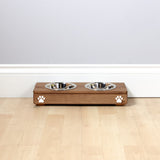 Double Personalised Raised Dog Bowl Stand 7cm High - Ash Grey   Personalised dog bowl raised dog bowl wooden dog feeding pet feeding station pet bowls